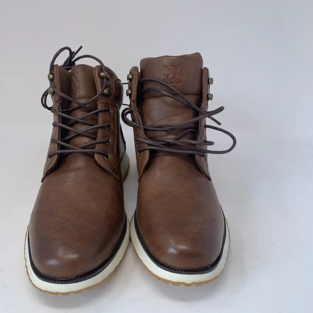 New York‎ & Company Gideon NY1141 Ankle Boots Men's 9 Brown Leather Lace Up 8105